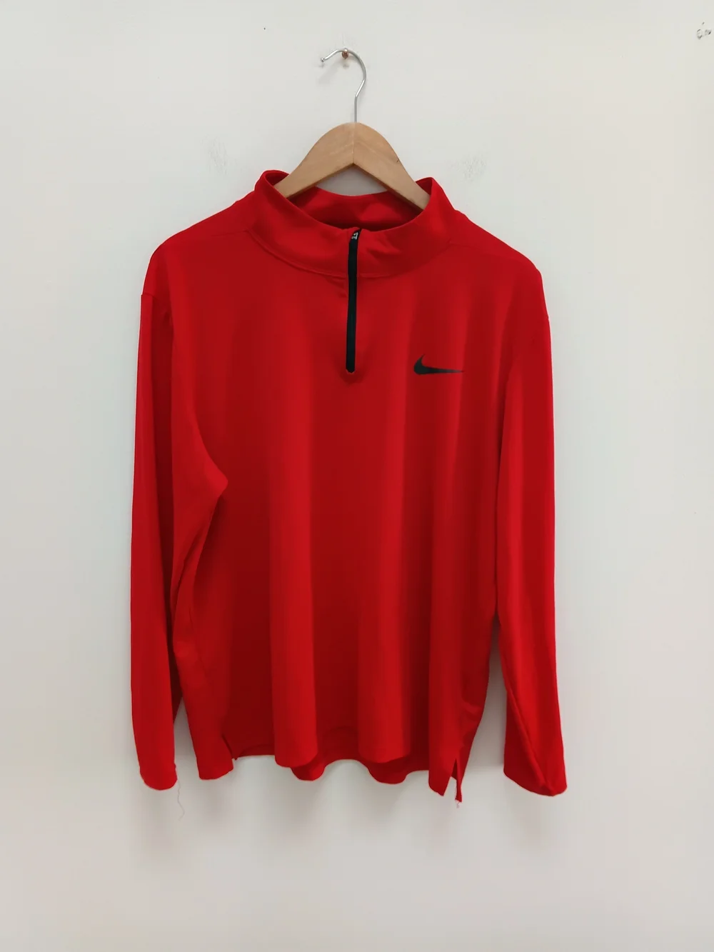 Nike Dri-fit Men’s Red Quarter-Zip Pullover Performance Top Size XL